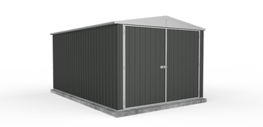 Absco 3.00mW x 4.48mD x 2.30mH Double Door Highlander Garden Shed - Woodland Grey - Shed City